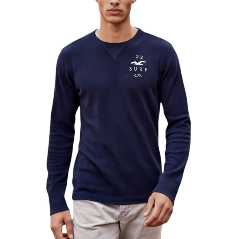 HOLLISTER Thermal Navy Long Sleeve T-Shirt
